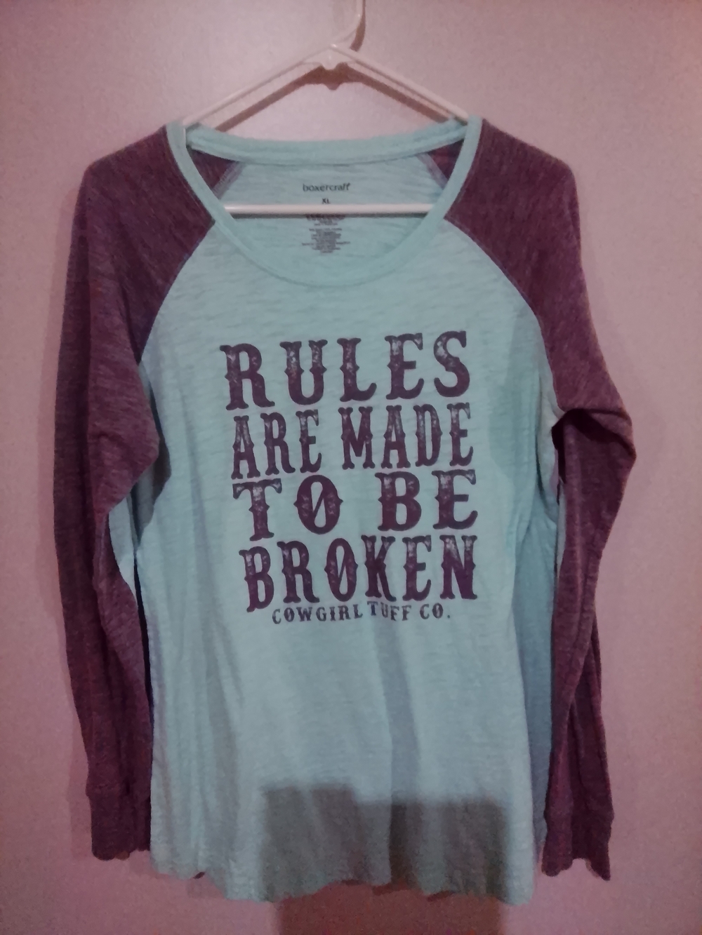 boxercraft Mint & Plum Raglan Graphic Tee
